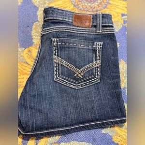 BKE Women's Jean Shorts - Dark Blue with White Stitching